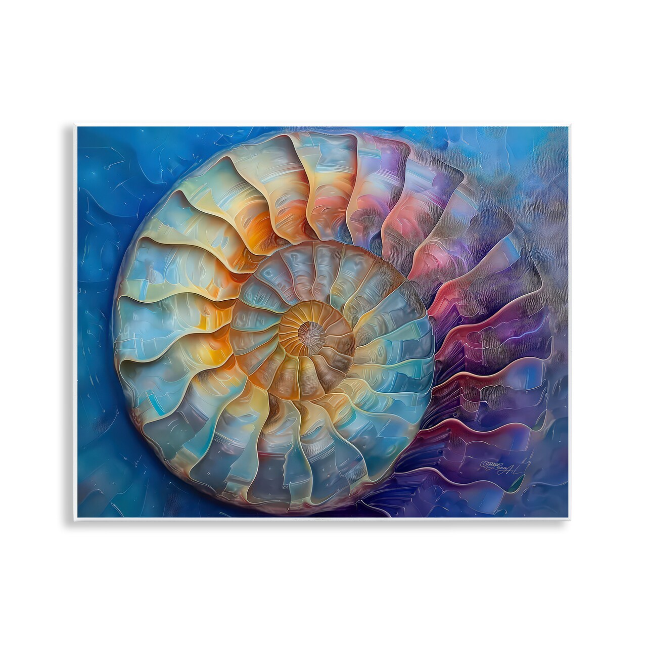 Stupell Industries Maritime Nautilus Spiral Wall Plaque Art Design by Lena Owens